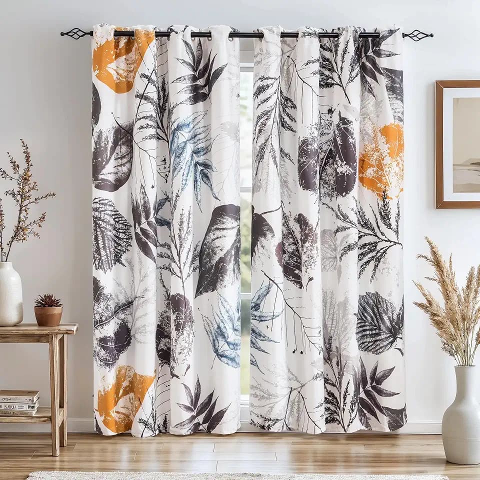 SUBRTEX Blackout Leaf Floral 108 Inch Curtains for Bedroom, 2 Panels