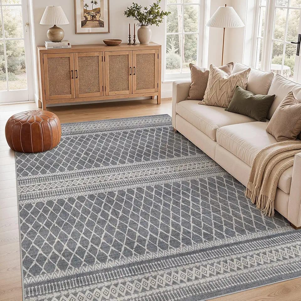 cotiled 6x9 Area Rugs for Living Room: Boho Washable Rug for Dining Room