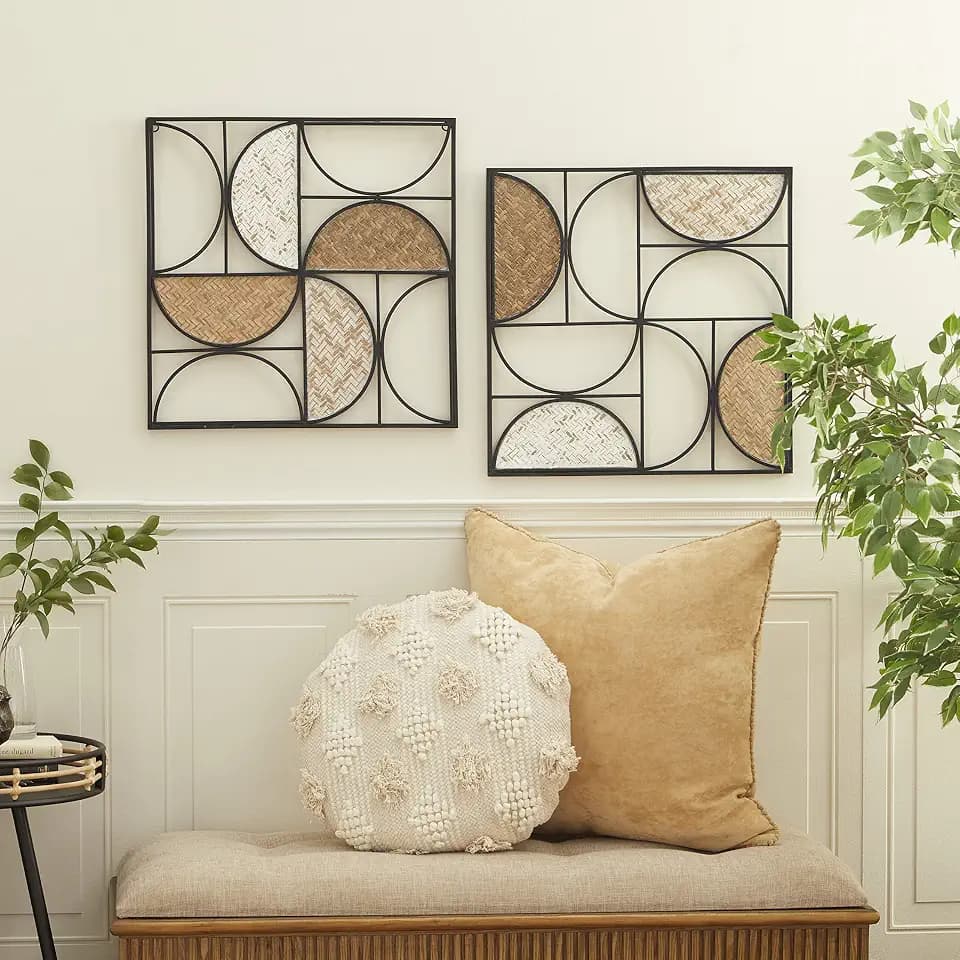 Deco 79 Set of 2 Brown Metal Contemporary Wall Decor 20 x 20 Inches