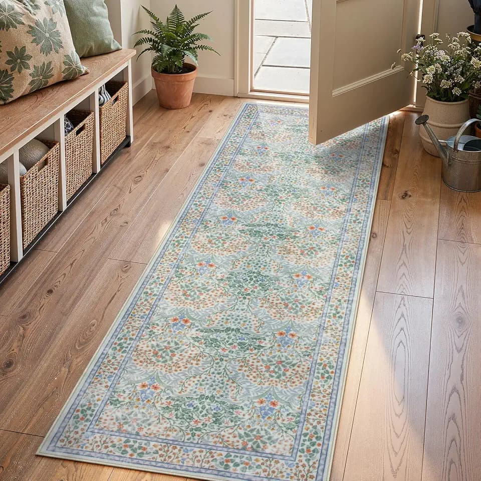 Lahome Washable Kitchen Runner Rug, Green 2x6 Runners for Hallways Non Slip