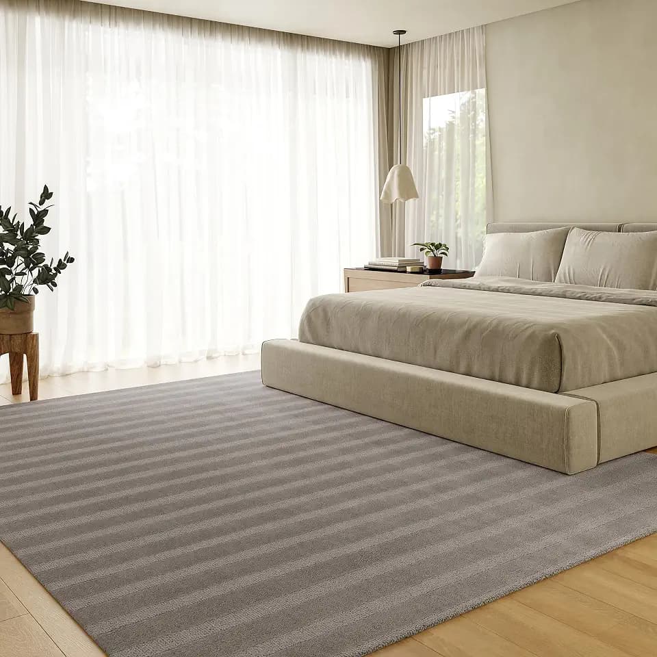 Rugs USA Vestry Bark, 3' x 5', Handmade, Striped, Wool, Soft and Cozy, High Traffic, Stain Resistant, Easy Clean, Durable Area Rug for Bedroom, Living Room, Dining Space, Den, Foyer, Entryway
