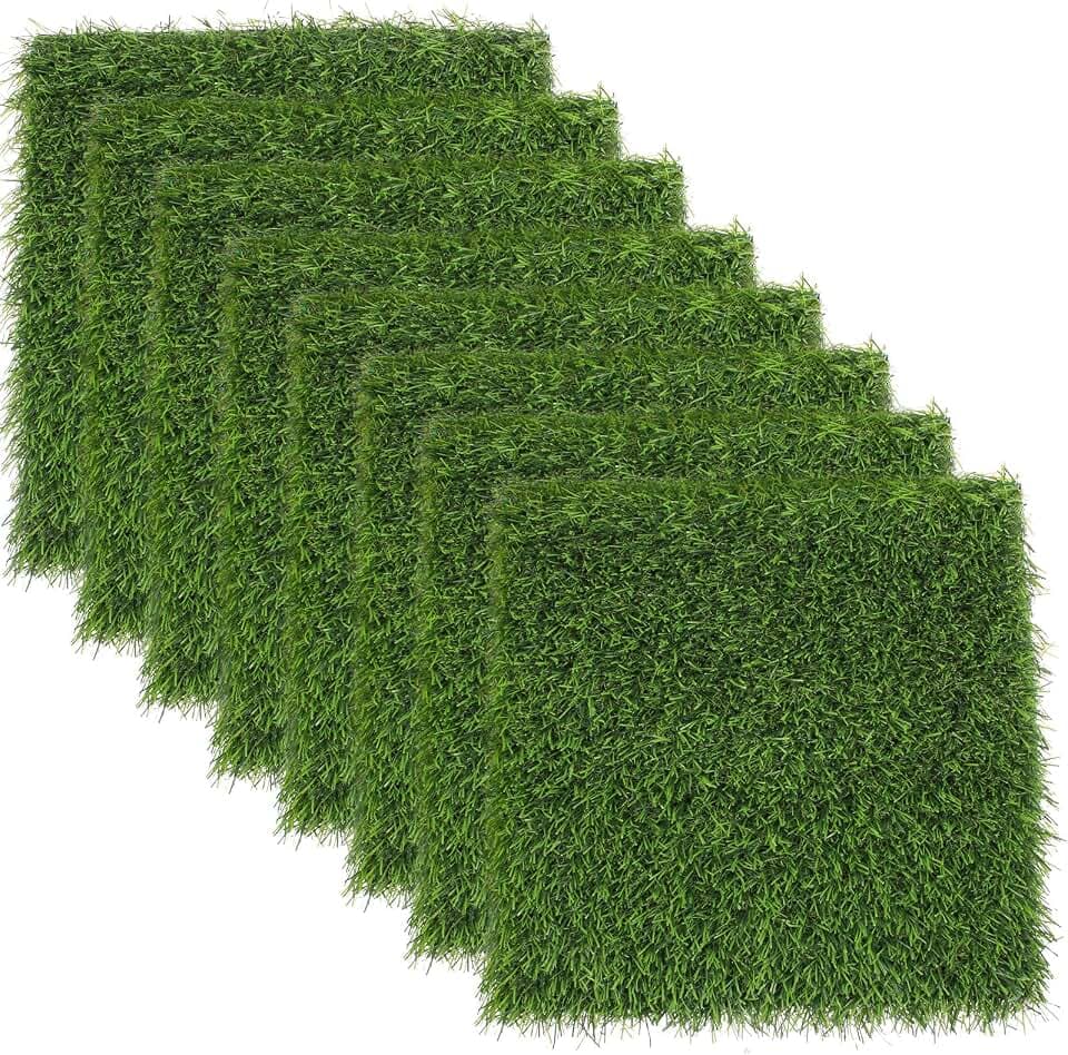 Kesfey Grass Placemats 12"x12"Golf Artificial Fake Grass Squares Turf Patch