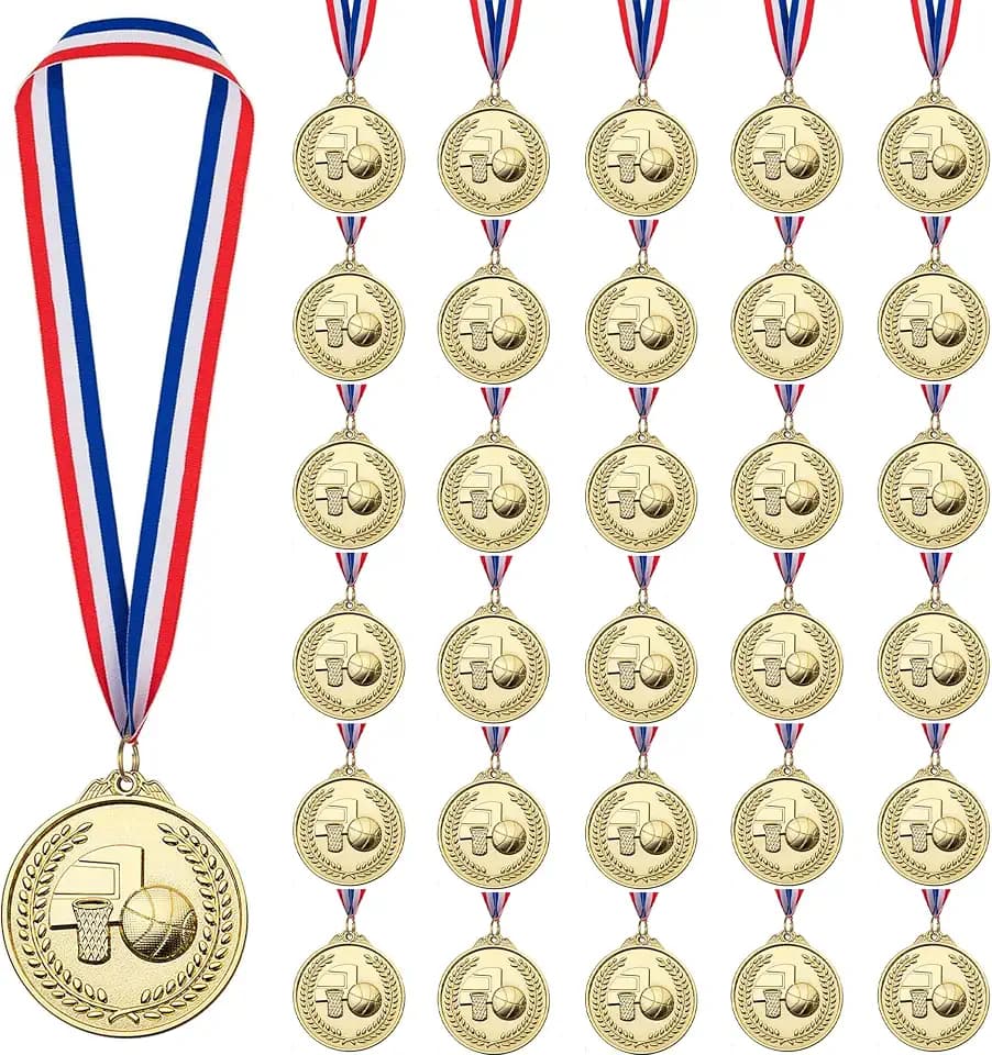 12/30 Pack Basketball Medals for Kids, Metals Gold Award Medals Suitable for Sports competitions Celebration and Party Favors