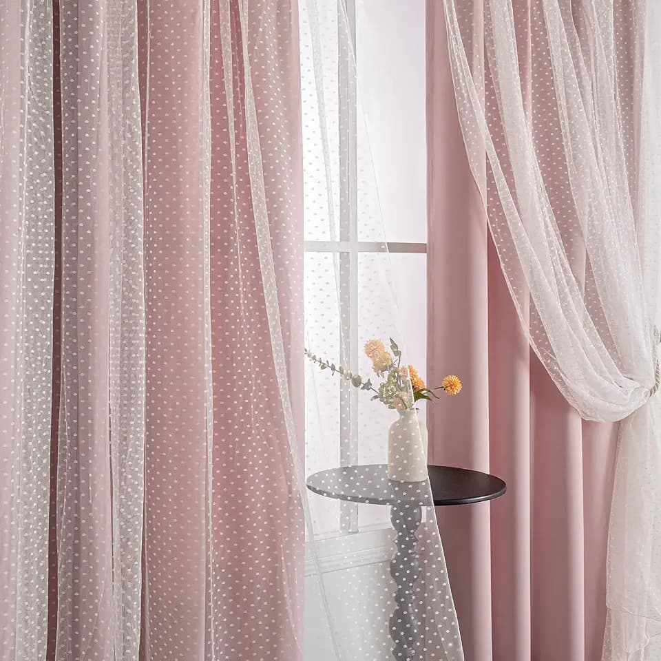 MYSKY HOME Pink Curtains for Girls Bedroom 95 Inches Long,2 Panels