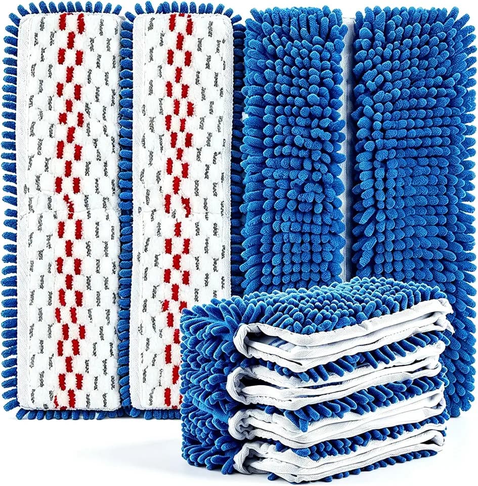 4 Pack Microfiber Flip Mop Refills,Compatible with O-Cedar Double Sided Mop Replace,Replacement Reusable Heads with Microfiber & Chenille for Dry/Wet Use,Machine Washable