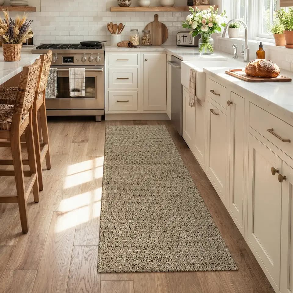 Collive Washable Kitchen Runner Rugs Non Slip, 2x6 Black/Natural Farmhouse Rug Runners for Hallway, Boho Hand-Woven Cotton Bedroom Carpet for Laundry Entryway Indoor