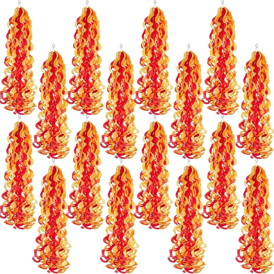 Lyrow 40 Pcs Fire Party Decorations, Fire Paper Hanging Decorations