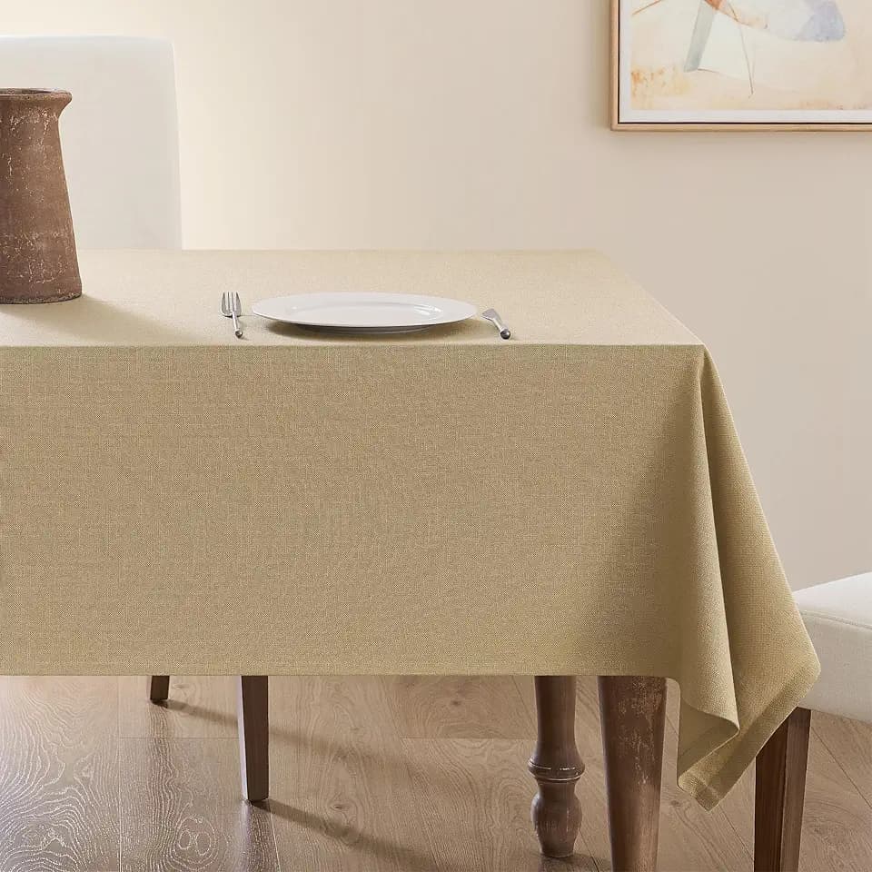Tan Table Cloth for Rectangle 4 Foot Table 55 x 72 inch Neutral Colored Linen Rectangular Tablecloth Heavy Duty Wrinkle Resistant Rustic Farmhouse Oblong Tablecloth for Dining Holiday Wedding Kahki
