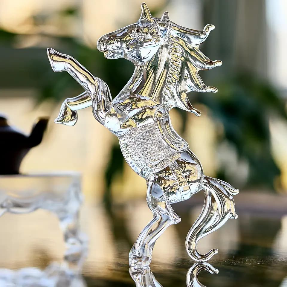 YU FENG 6.3 Inch Crystal Horse Figurine, Clear Glass Animal Sculpture