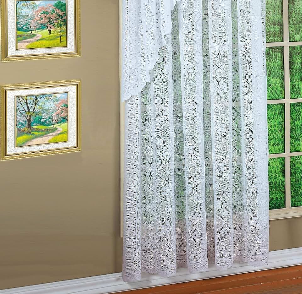 Today's Curtain Hopewell Premium Lace Panel 72", White, 58" W x 72" L