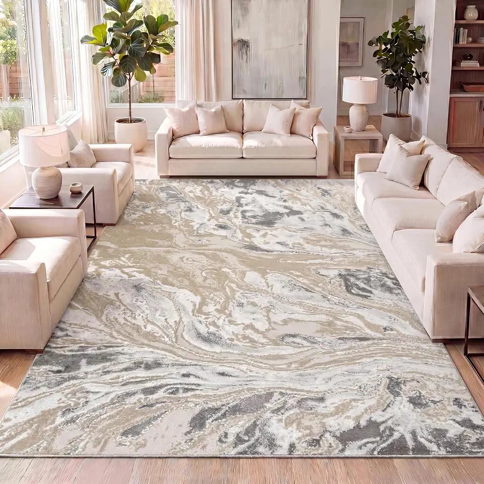 JONATHAN Y Swirl Marbled Beige/Ivory Indoor Area Rug 3X5 ft, Abstract for Living Room, Bedroom, Kitchen, Office, Easy-Cleaning, High Traffic, Pet-Friendly, Non-Shedding SOR203F-3
