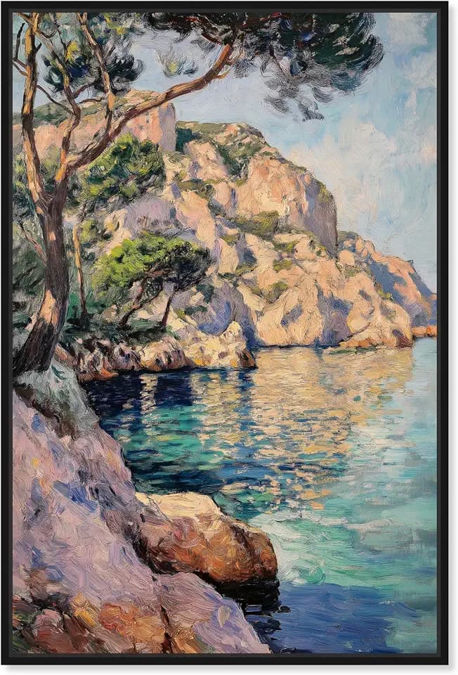 Art Remedy Rockbound Waters Canvas Monet Coastal, Black Frame, 20" x 30"