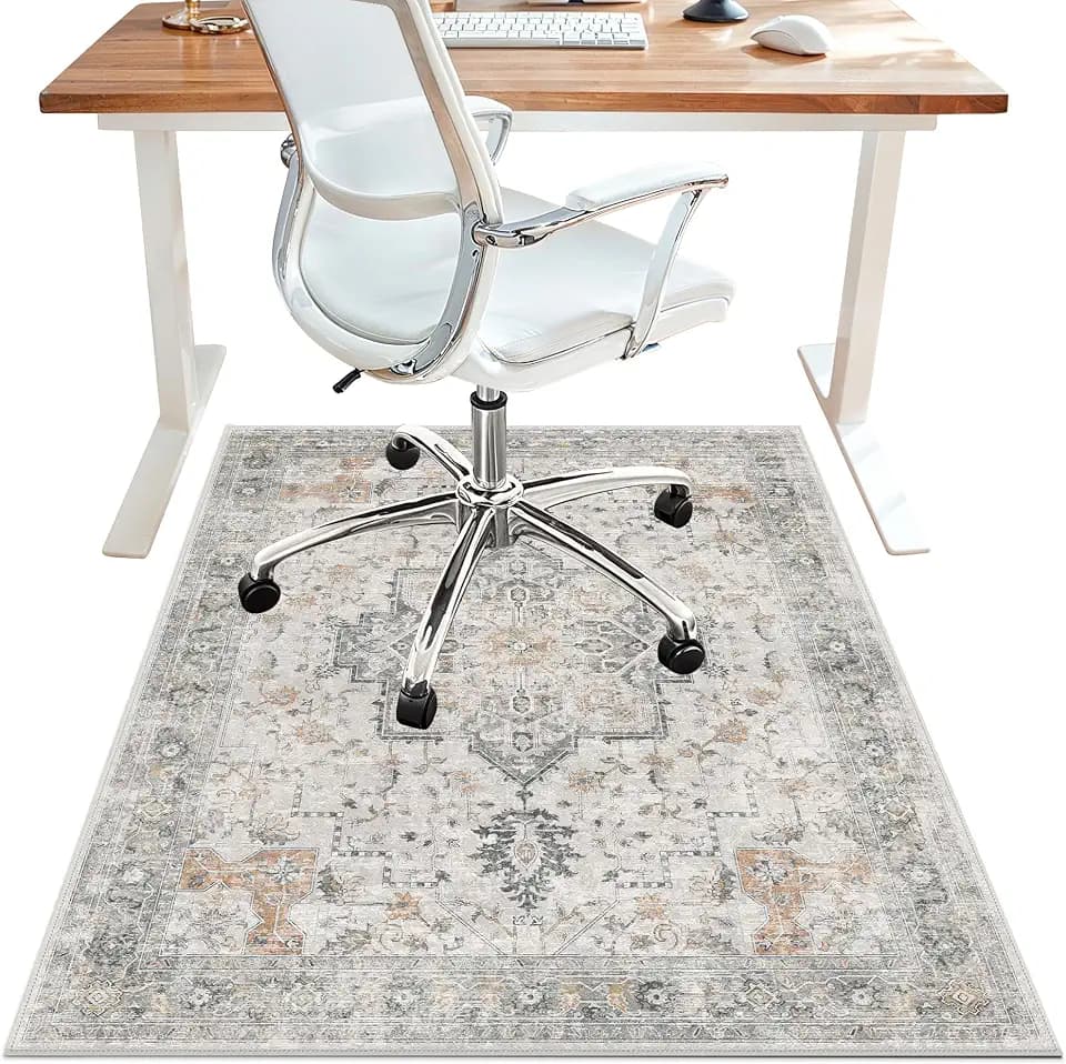 36"x48" Office Chair Mat for Hardwood Floor, Non-Slip Washable Taupe