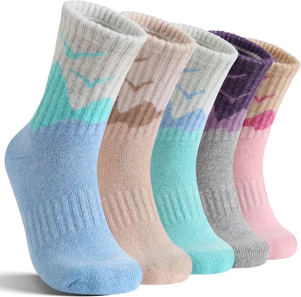 EBMORE 5 Pairs Womens Merino Wool Hiking Socks Thermal Warm Winter Boot Crew Cushion Work Gift Socks