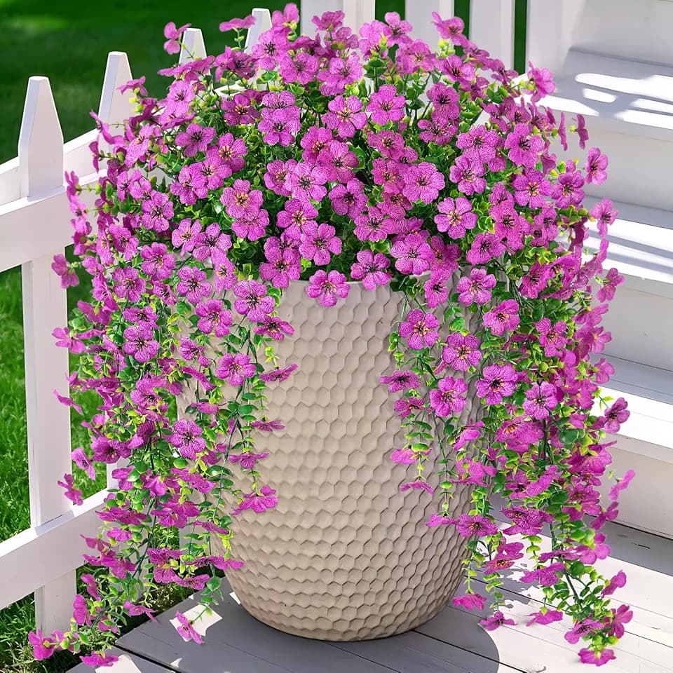 Ammyoo Artificial Hanging Flowers Plants for Outdoors Summer Decoration