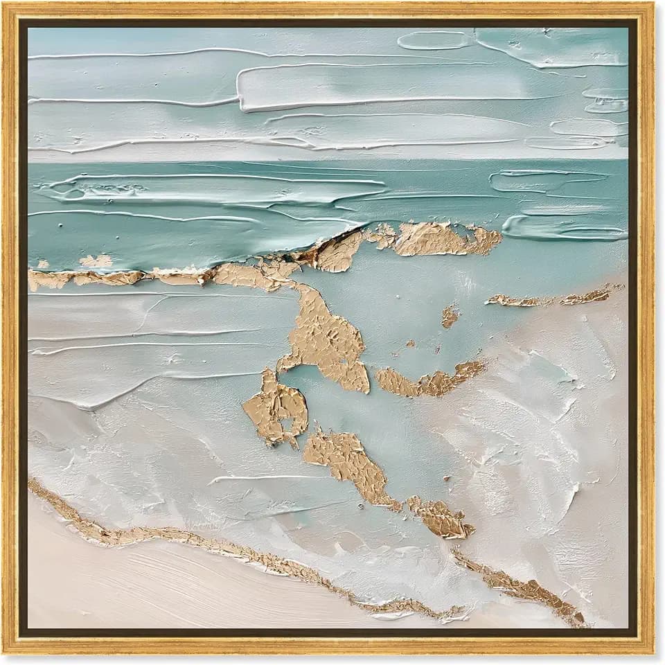 Art Remedy Maritime Gold Canvas Landscape Abstract, Gold Frame, 24" x 24"