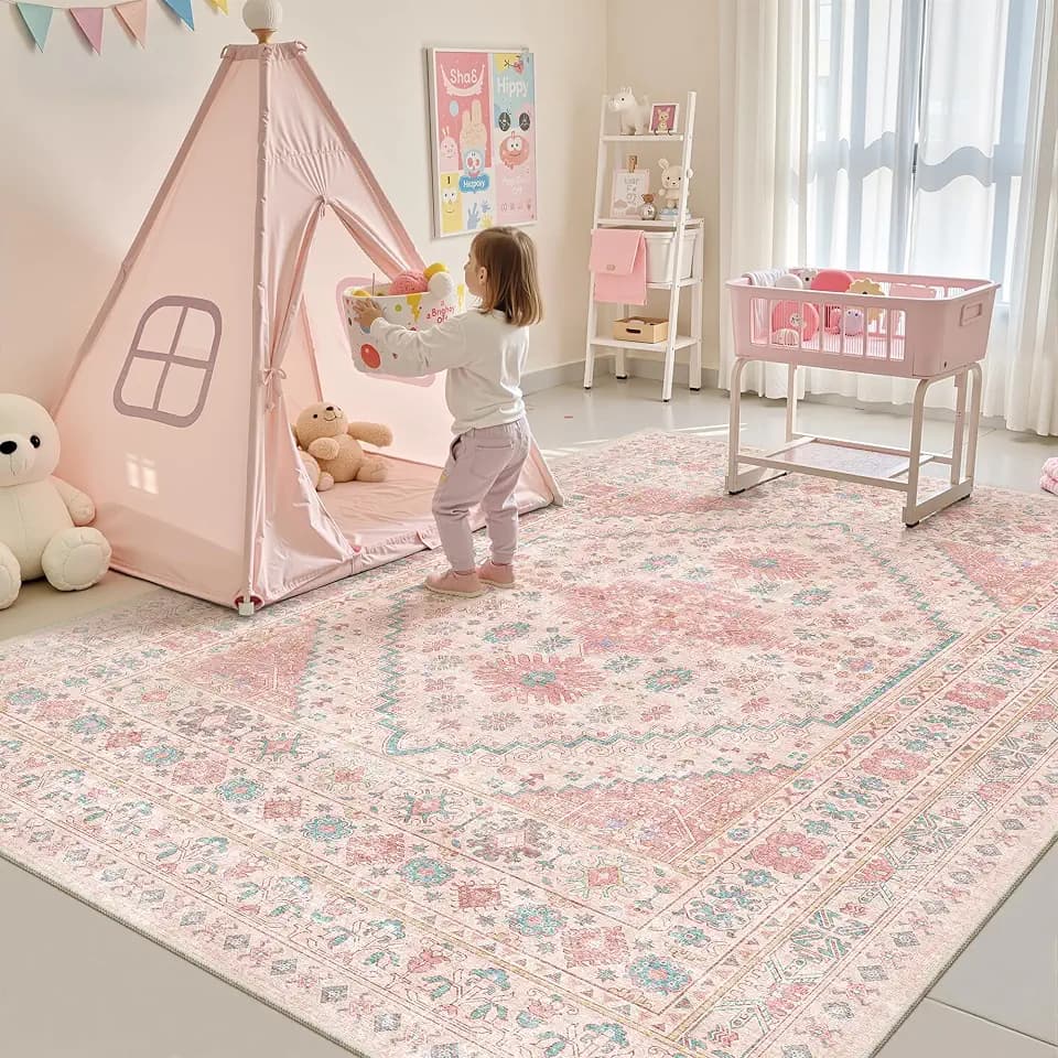 zesthome Pink Rugs for Bedroom-6x9 Area Rugs for Living Room,Girls Room
