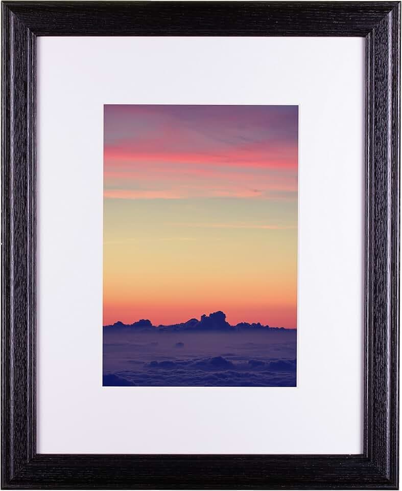 Craig Frames 22x28 Black Picture Frame Matted to 18x24, Wood Wall Decor