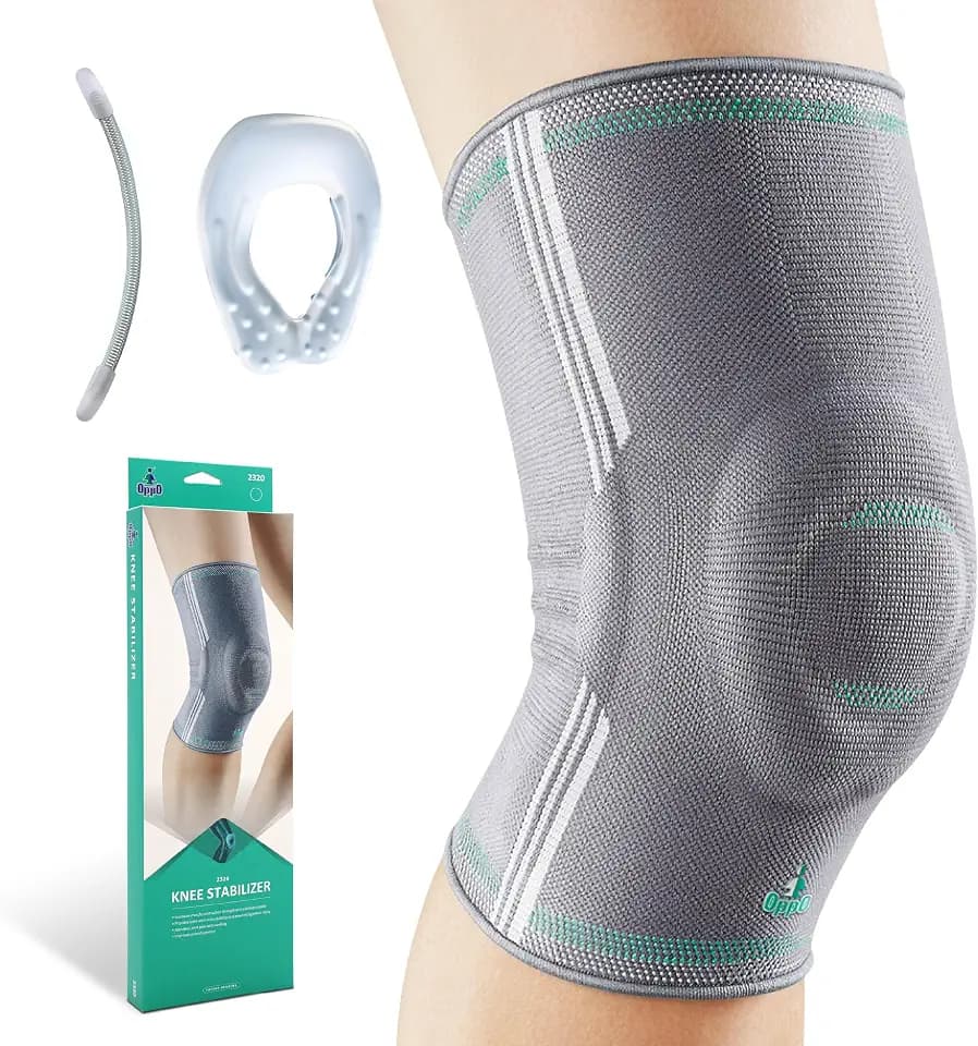OPPO 2320 Knee Compression Sleeve with Gel Pad & Side Stabilizers, Gray, XX-Large, 1 Pack