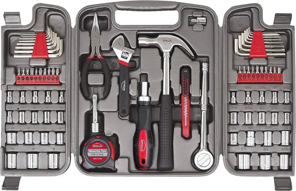 Apollo Tools 79 Piece SAE and Metric Tool Set, Red DT9411