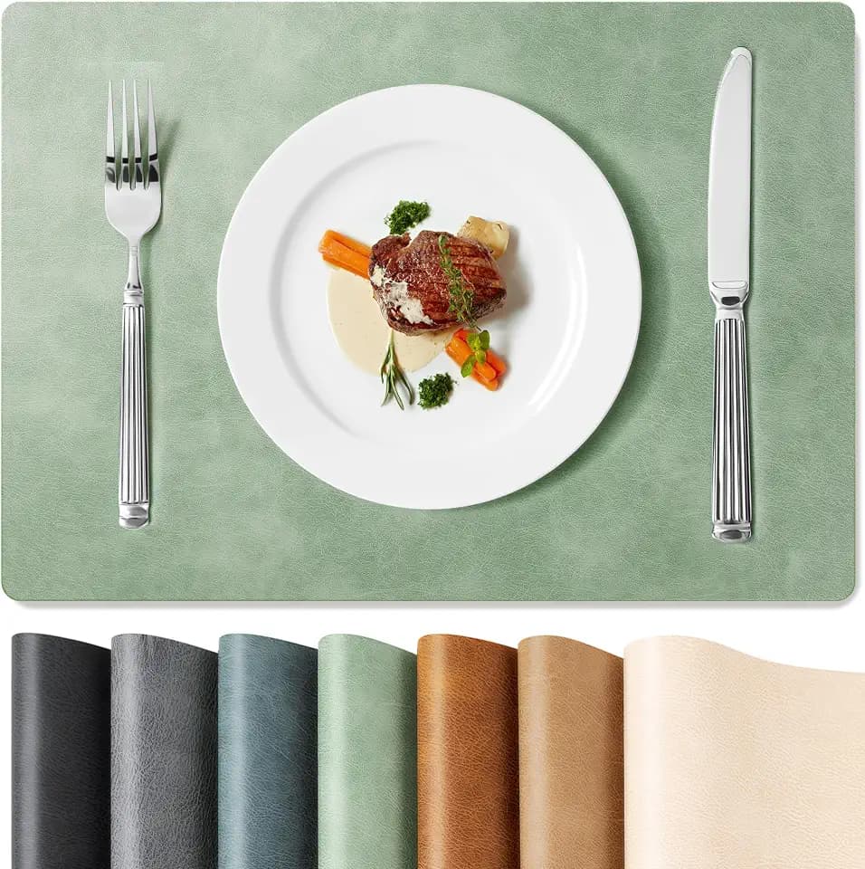 Roxifina Faux Leather Placemats Set of 6, Vinyl Placemats Heat Resistant