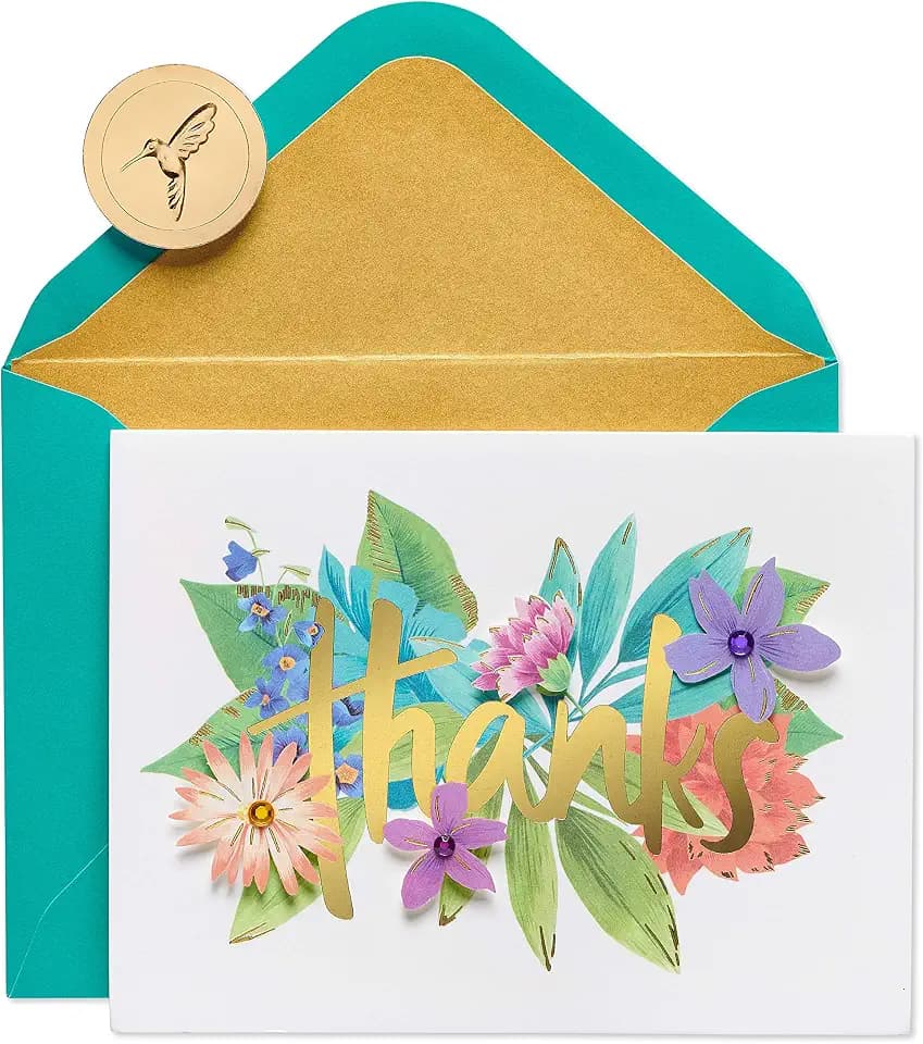 Papyrus Thank You Cards with Envelopes, Botanical Floral (8-Count)