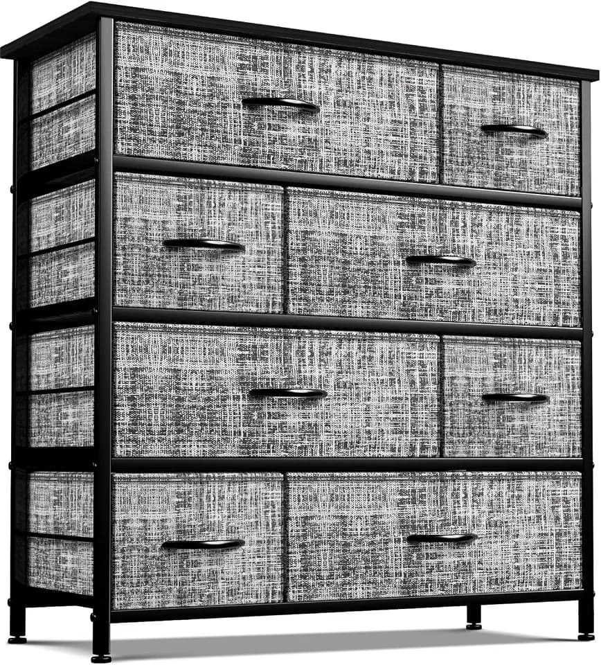 Sorbus Dresser for Bedroom with 8 Drawers - Tall Chest Storage Tower Unit, for Closet, Hallway, Nursery, Entryway Organization - Steel Frame, Wood Top (Gray/Black Frame)