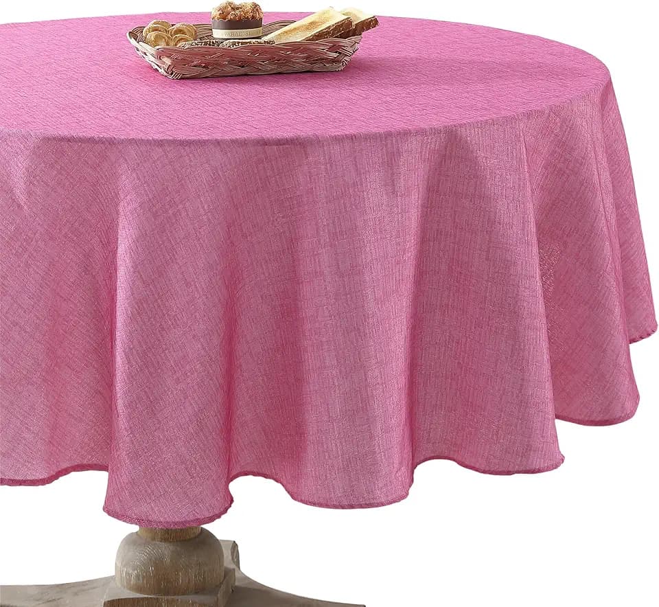 Laura Ashley Easy Care Polyester Tablecloth, 70" Round, Magenta