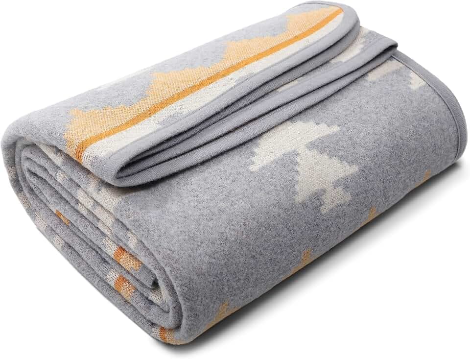 ACUSHLA Merino Wool Camping Blanket Warm Outdoor Travel Throw,Morocco Grey