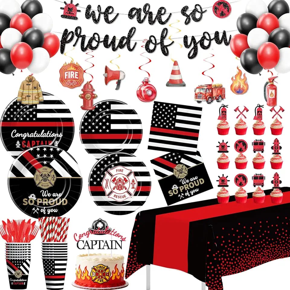 Firefighter Graduation Party Decorations, Fireman Party Supplies