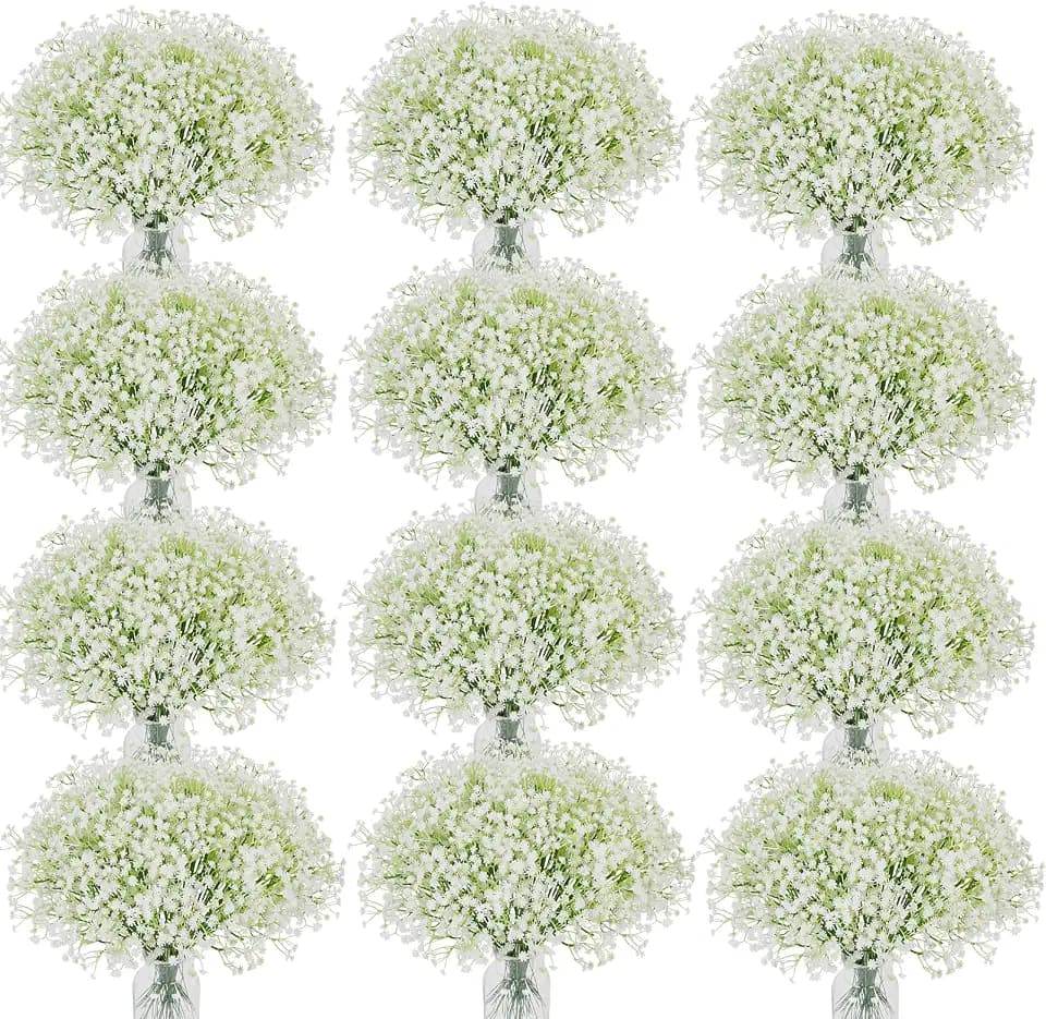 160 Pcs Babys Breath Artificial Flowers Bulk White Real Touch Flowers