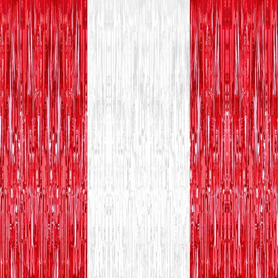 KatchOn Red and White Streamers - 3.2x8 Ft, Pack of 3 for Red Party Decor