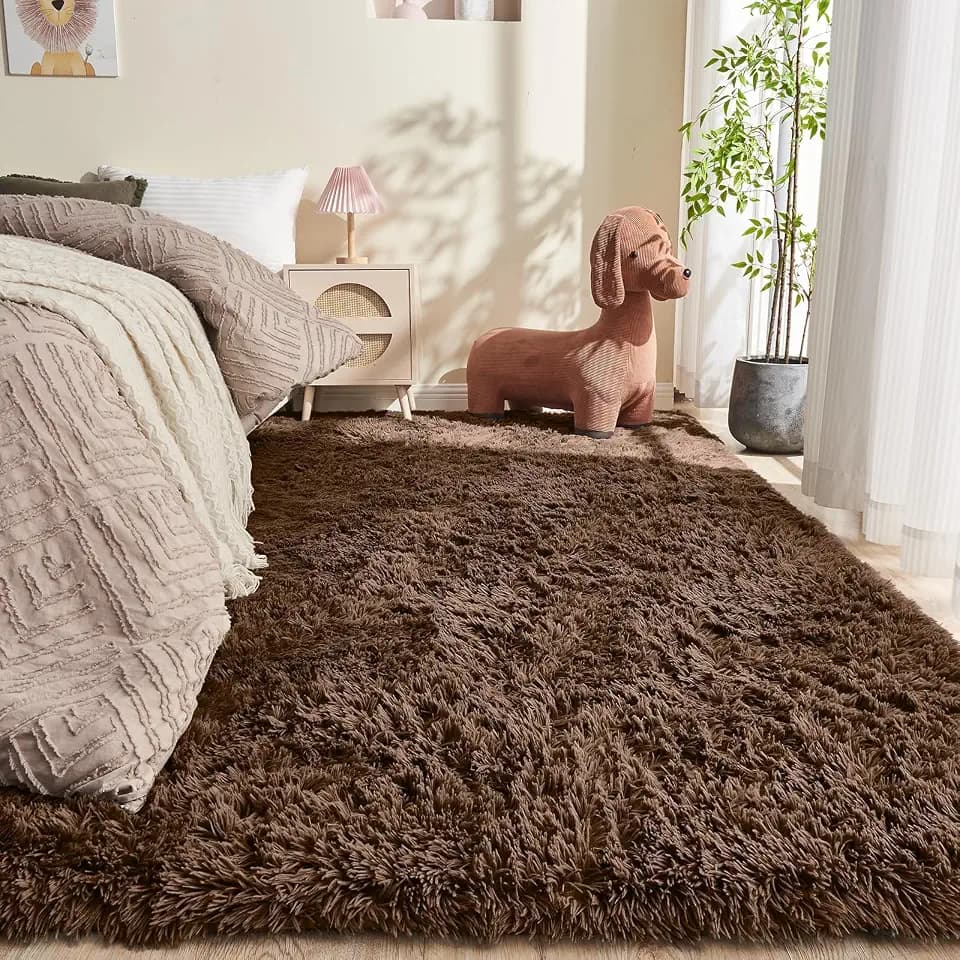 OPPODREAM 5x7 Brown Rugs for Bedroom, Ultra-Soft Fluffy Area Rugs for Living Room, 5 x 7 Shag Carpet for Nursery, Kids, Girl, Boy, Baby, Plush, Fuzzy, Shaggy, Cute Home Decor