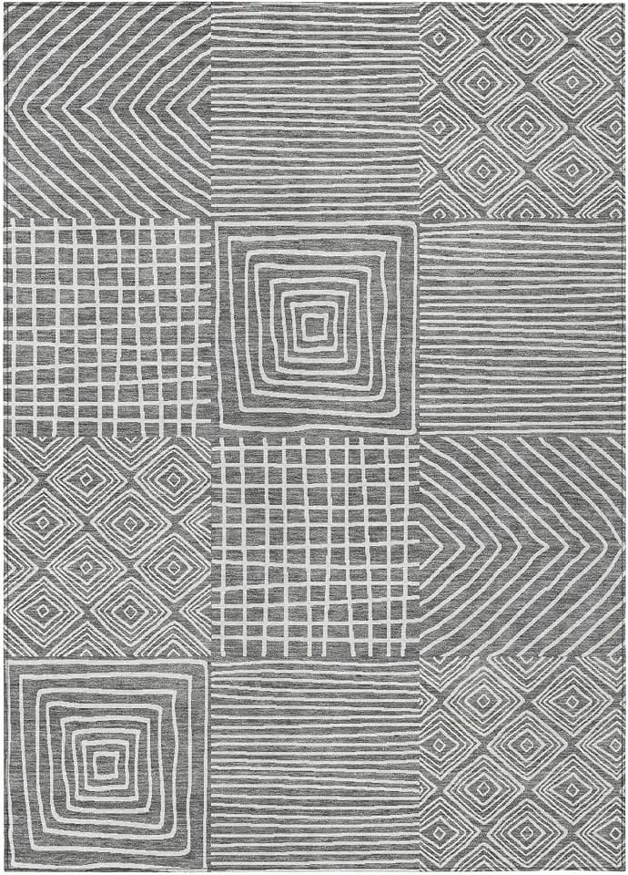 Addison Rugs Chantille ACN1044 Gray 9' x 12' Indoor Outdoor Area Rug, Easy Clean, Machine Washable, Non Shedding, Bedroom, Entry, Living Room, Dining Room, Kitchen, Patio Rug