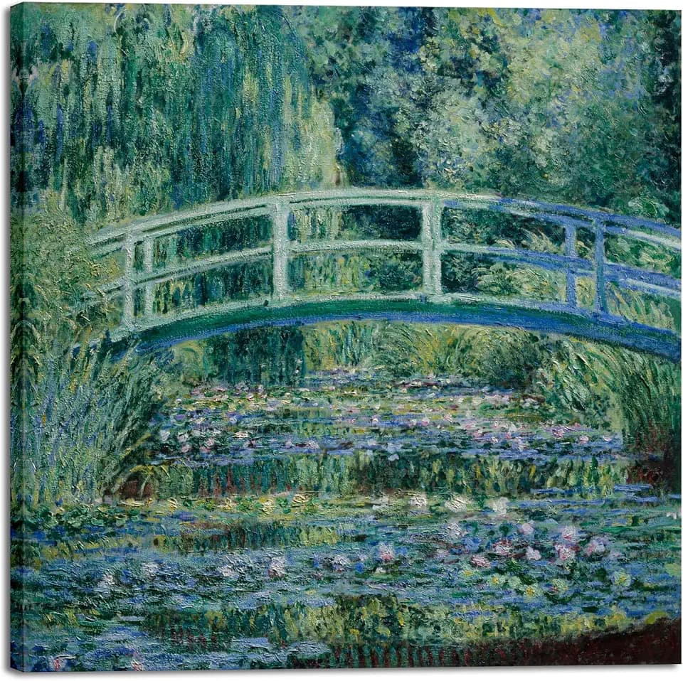 Wieco Art Large Canvas Print Wall Art Water-Lily Pond,1899 by Claude Monet Impressionism Art Print Picture Artwork for Living Room Bedroom Home Kitchen Decorations