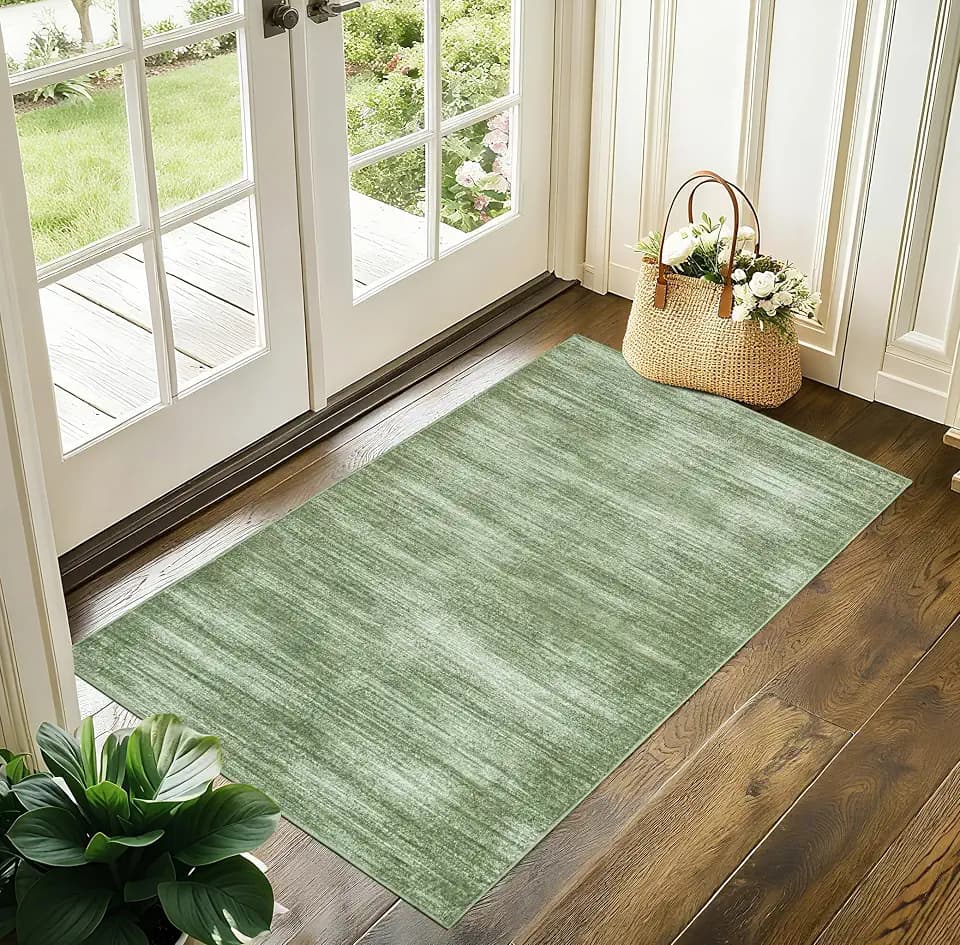 Olive Green Rug 2x3 Washable Non Slip Modern Small Rugs for Entryway Indoor