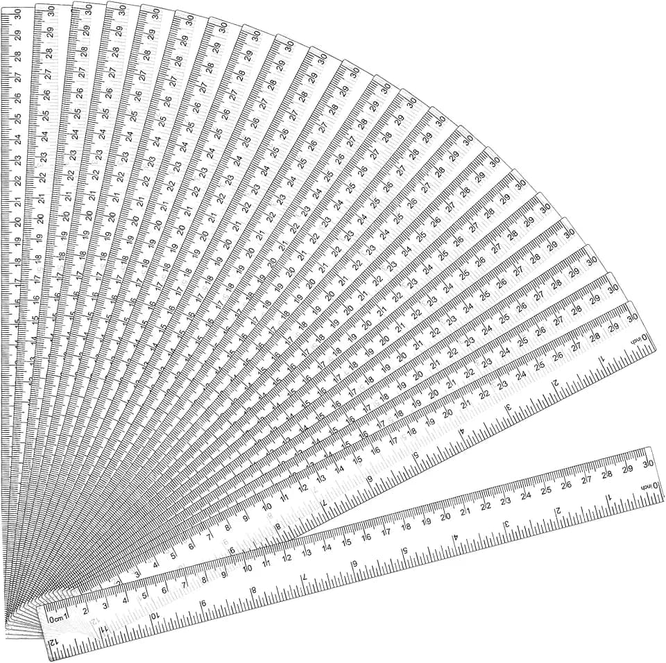 32 Pack Clear Plastic Ruler 12 Inch, Rulers Bulk for Classroom, Transparent Ruler with Centimeters and Inches, Drawing Tool Metric Rulers for Kids, Ideal Back to School Office Home Supplies