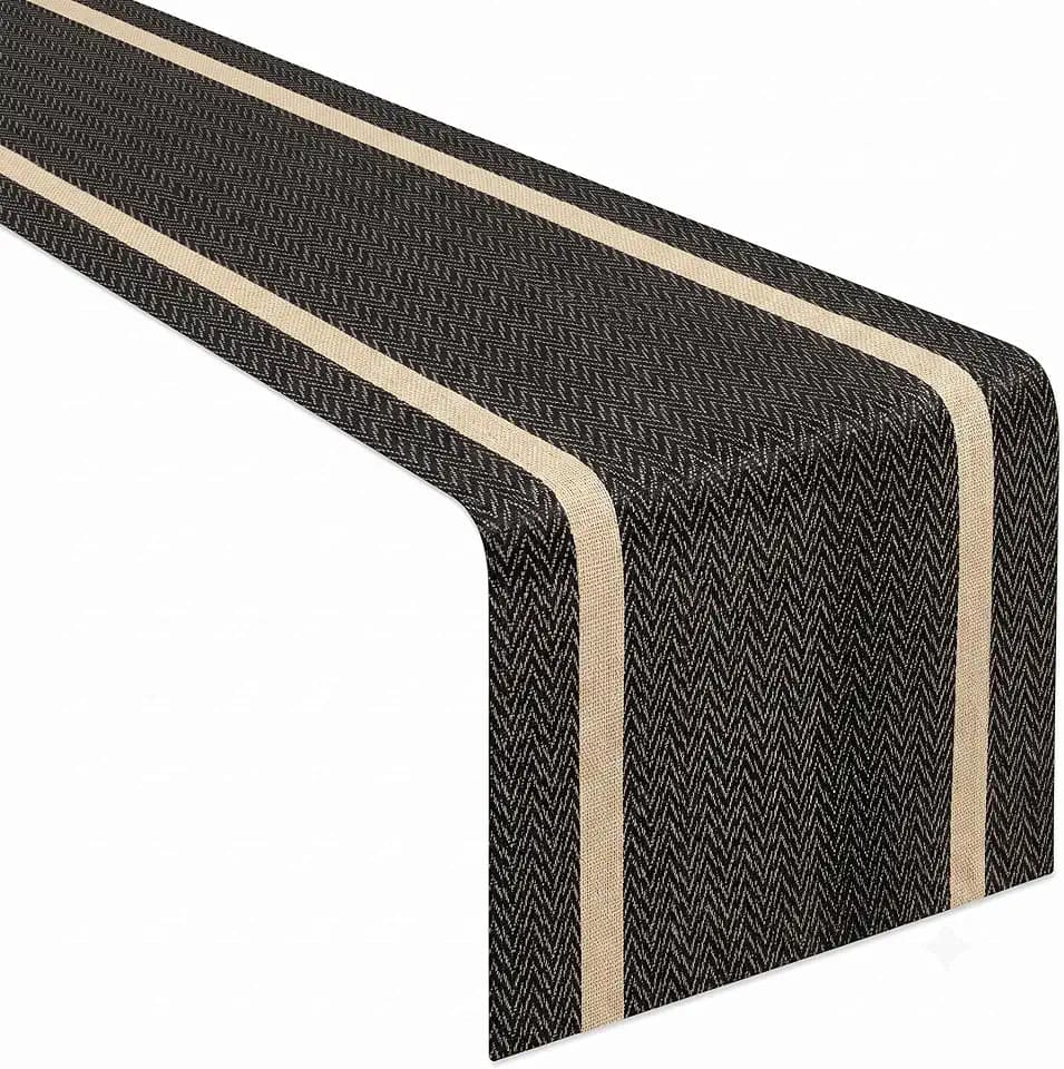 FAVE Woven Vinyl Table Runner 72x12 Inches Heat Resistant Table Runner