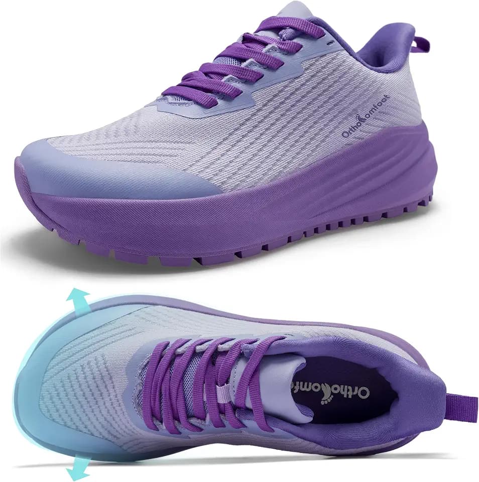 Women's Orthopedic Wide Plantar Fasciitis Shoes, Comfortable Arch Support Diabetic Orthotic Flat Feet Trail Running Athletic Hiking Sneakers, Casual Sports Trekking Walking Shoes for Foot Heel Pain