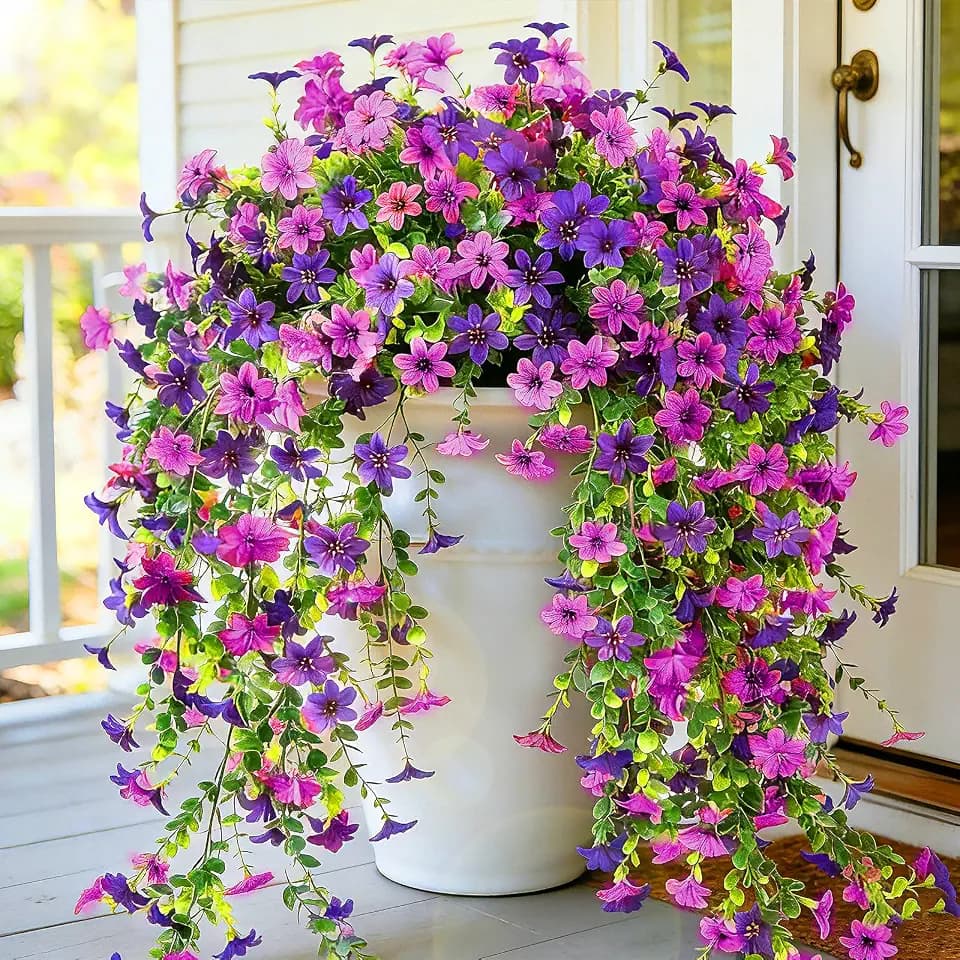 CCILAND 2 PCS Artificial Hanging Flowers for Outdoors