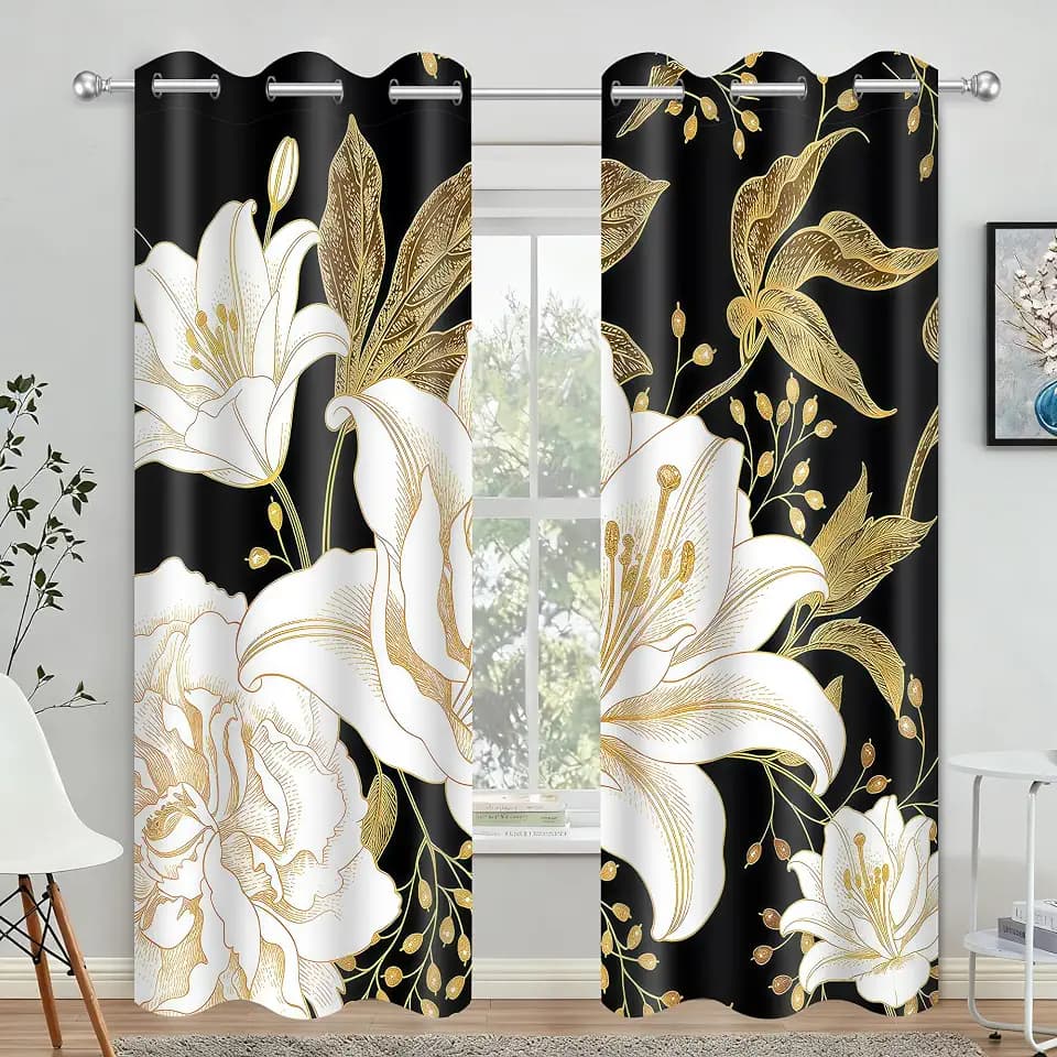 Vintage Floral Blackout Curtains for Bedroom Living Room 42"x84"