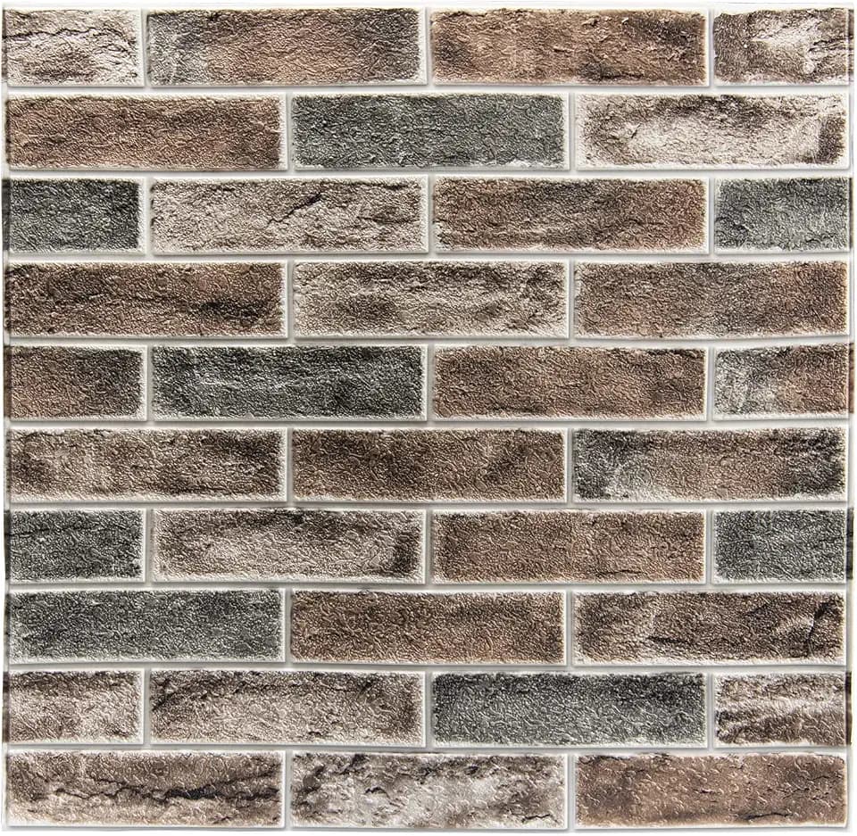 Art3d 10-Pack Durable Faux Brick Peel and Stick 3D Wall Panels, Gray Brown