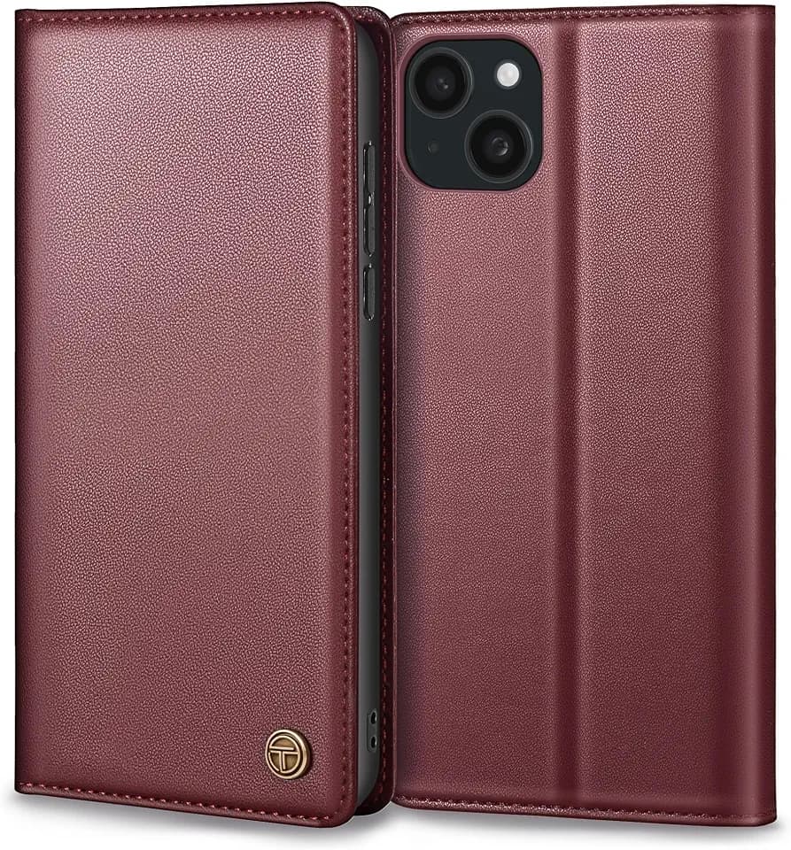 Thorhülle Handyhülle für iPhone 13 Hülle, Premium Lederhülle Schutzhülle Tasche für iPhone 13 Hülle Wallet Kartenfach Standfunktion Flip Case für iPhone 13 Klappbar, Weinrot