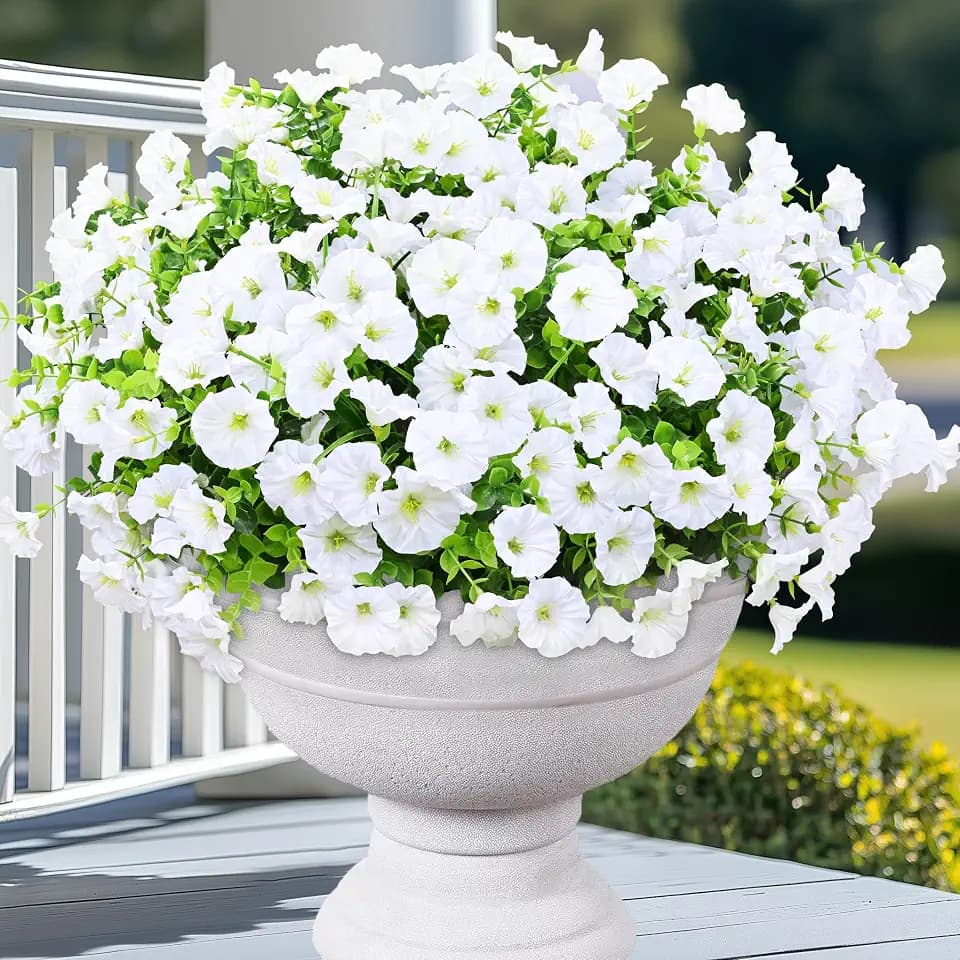14 Bundles Artificial Flowers for Outdoors, White Fake Outdoor Flowers