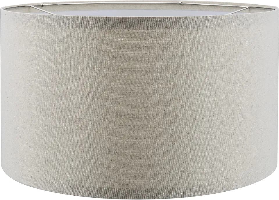 Aspen Creative 38871, Contemporary Design Drum Collapsible UNO Lamp Shade for Table Lamp And Pendant Light, 16" Top x 16" Bottom x 9" Height, Threaded UNO 36mm, Oatmeal Linen