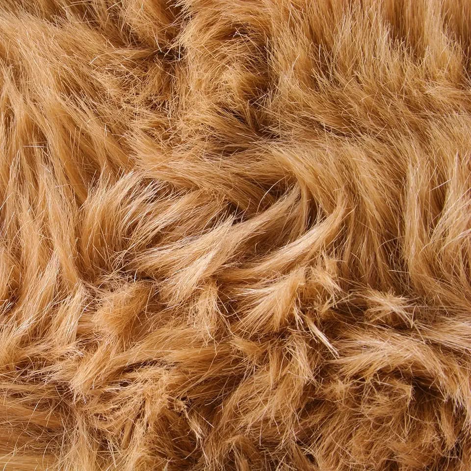 Yurdon Faux Fur Fabric (20 x 20 inches, Camel)