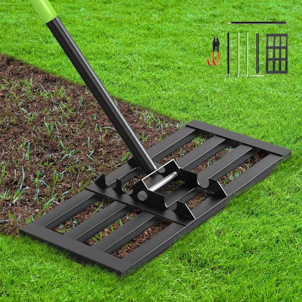 Seeutek Lawn Leveling Rake, 17” x 10” Ground Leveler