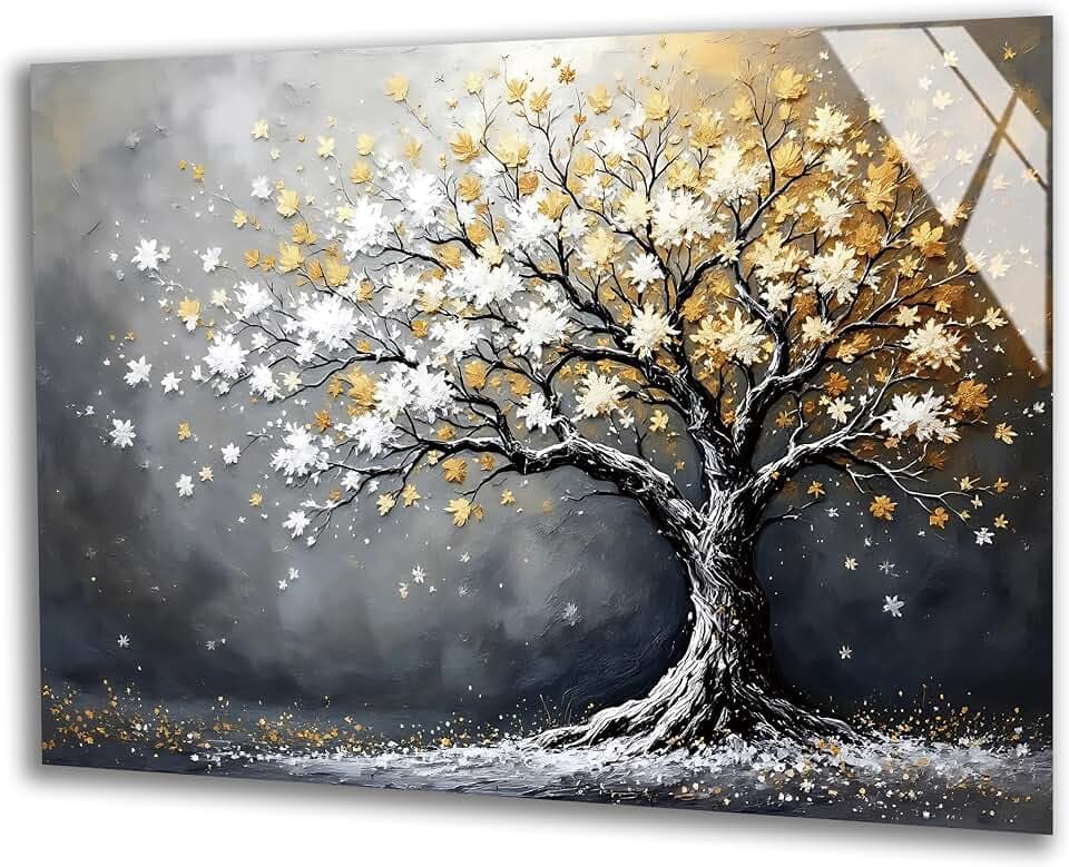 The Tree of Life Tempered Glass Backsplash for Kitchen Stove 30"x24"