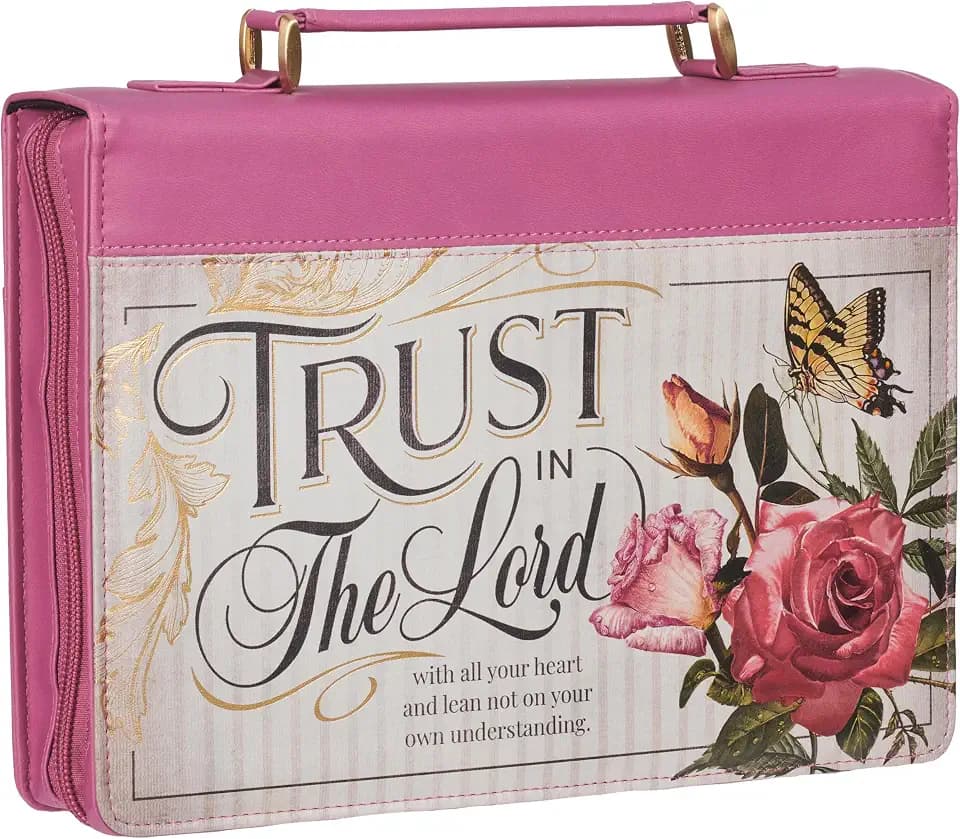Christian Art Gifts Rose Pink Floral Faux Leather Bible Cover for Women