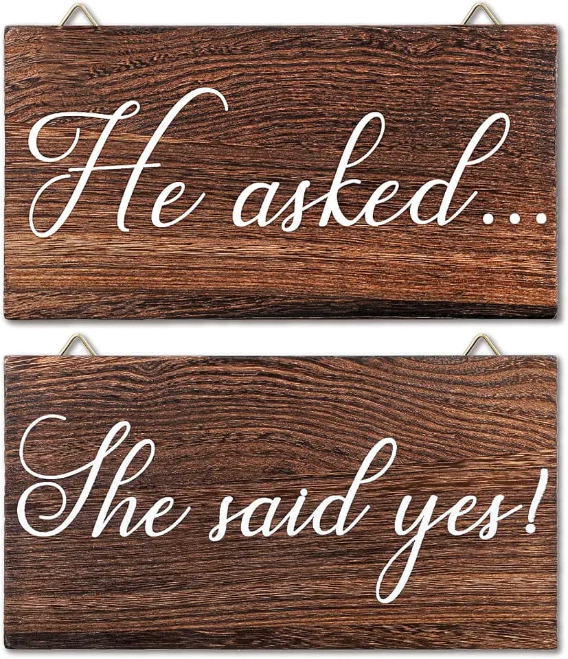 Blulu 2 Pieces She Said Yes Sign Wedding Engagement Wood Hanging Decor